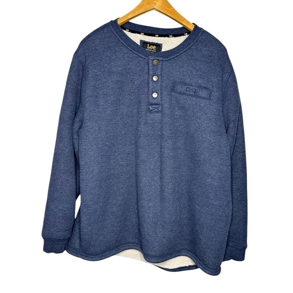 Lee Regular Fit Men’s Long Sleeve Sherpa Lined Quarter Button Pullover Size XL - Picture 1 of 4